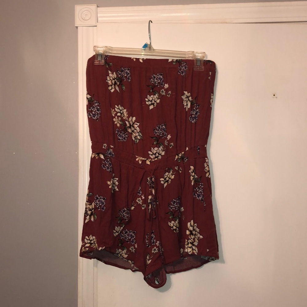 PacSun Strapless Maroon Romper